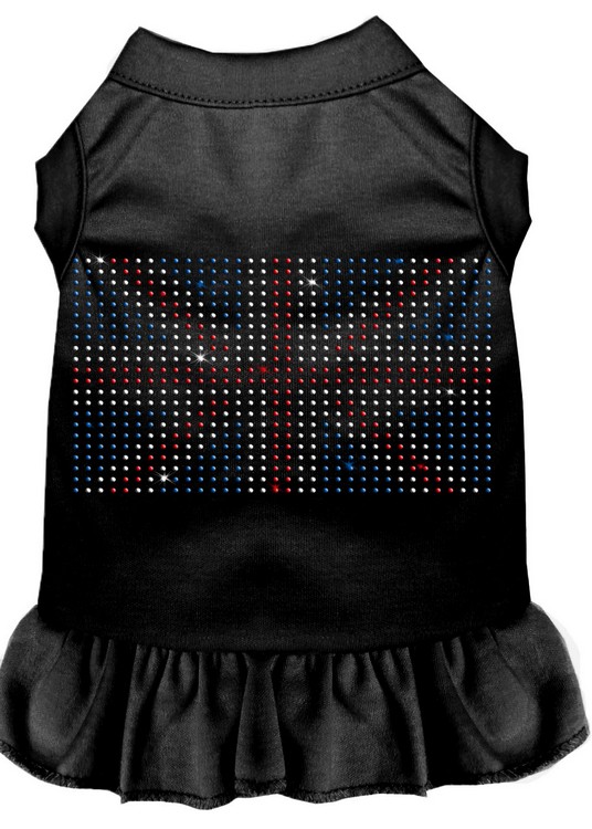 Rhinestone British Flag Dress Black XS